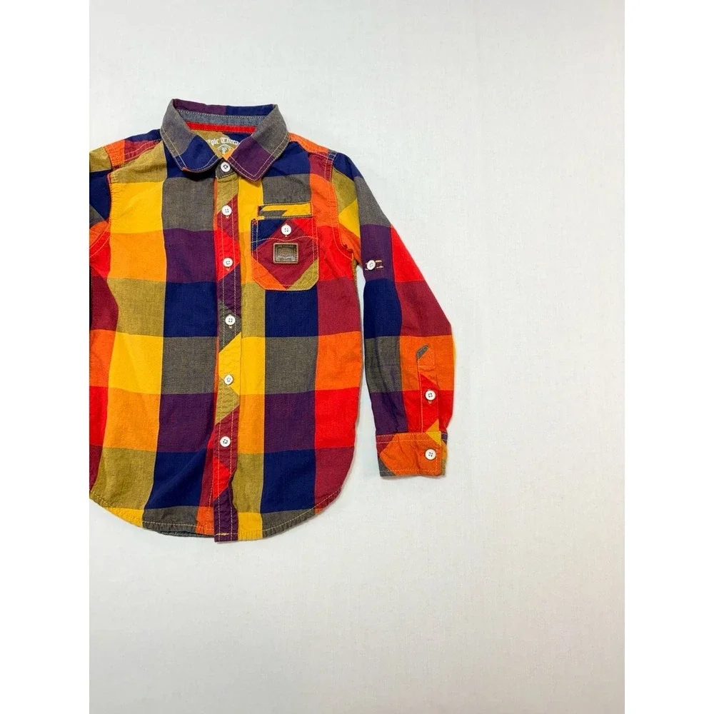 Epic Threads Boys Multi Color Buffalo Plaid Button Down Shirt Size 5 25117RT